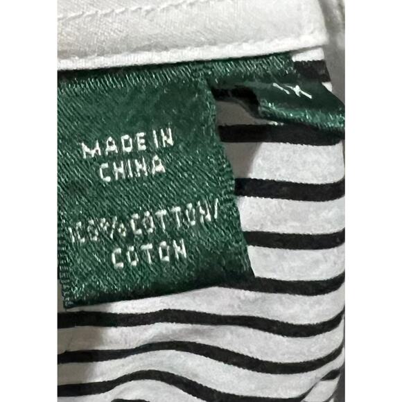 Lauren Ralph Lauren Women's Striped Top Button Up Black Embroidered Crest Sz M - Picture 11 of 11